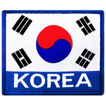 패치 17번 KOREA 태극기 흰색 벨크로 78X65mm 약장 육군 해군 공군 군인 명찰 배낭 의류 부착 자수 TS 태성
