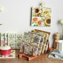 예쁜디자인 프린팅 도자기 사각 타일 냄비받침대 16종, 올리브 20x20 A