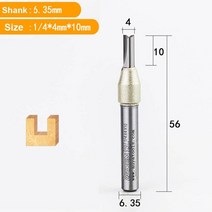 엔드밀 드릴밀 arden cnc woodworking tool tct 트리밍 스트레이트 엔드 밀 커터 tungsten steel router bit for mdf plywood, 6.35x4x10