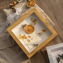 관액자 표구액자 정사각형 수제 DIY 말린 꽃 사진 프레임 커플 생일 선물, 5 인치 내경 12.7 x 12.7 탁상+벽걸이