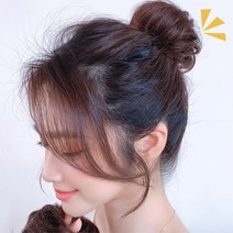 인모 직모 똥머리 밴드 부분 가발 헤어피스 옆머리, 8cm, 흑색