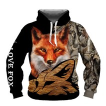 여성 테니스복 메이플 리프 카무플라주 폭스 3D 후드 남성 여성 야외 캠핑 사냥 의류 유니섹스 코트 탑스