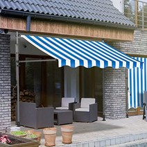 차양막 매장 주택 고정 천 처마 캐노피 방수, 2m x 1.2m+그레이 브래킷+블루 화이트
