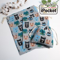 IPOCKET 아이포켓 고양이 캐릭터 복주머니 조리개 파우치