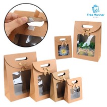 벨크로 찍찍이 리본 투명창 손잡이 무지 쇼핑백 선물 가방, 30매