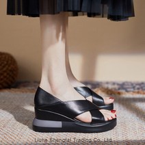 DM 여자 통굽슬리퍼 웨지슬리퍼 여성 샌들 7cm 여성 편한 여름샌들 웨지 샌들 (2색) HLY00806