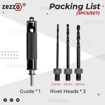 리벳공구 리벳팅기 Zezzo®자동 리벳 팅 도구 세트 1/4 인치 생크 범용 전기 드릴 건 대문자 제거 2/2.5/3, 01 1 set