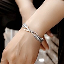 빈티지 실버 깃털 써지컬스틸 뱅글 팔찌