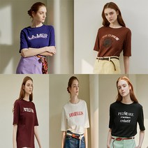 [홈쇼핑 인기상품] 에스연 22 SUMMER 코튼 100 레터링 티셔츠 5종