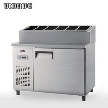 유니크 토핑냉장고 1200 UDS-12RPAR 토핑 피자 테이블 업소용 냉장고, 아날로그, 메탈, 왼쪽