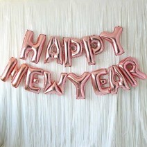 HAPPY NEWYEAR 은박풍선 커튼 세트, 로즈골드, 1세트