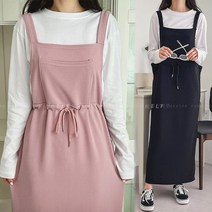 8855 (국내산) 멜빵 나시 스판 롱 원피스 77 여성 봄 여름 허리끈 플레어 루즈핏