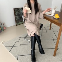 [피넛버터] 데일리 베이 활동성 좋은 소매 트임 램스울 니트 원피스