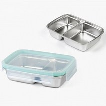 스텐락 밀폐용기 반찬통 나눔접시 런치박스 2구 500ml, 옵션, 1개