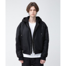 버튼서울 디테처블 후드 MA-1 블랙 (2WAY ZIPPER)