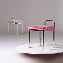 세스카 하운드 체크 실버 프레임 모던 미드센츄리 화장대 보조 의자, 블랙