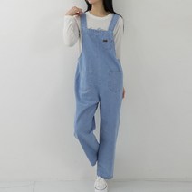 퍼니걸스 1758 데일리 데님 배기 멜빵 바지
