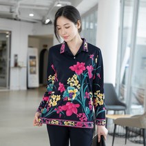 엄마옷 모슬린 꽃무늬 카라 티셔츠 TK201053마담 미시옷 50대 중년여성의류 60대 엄마옷 빅사이즈 할머니옷 여성옷