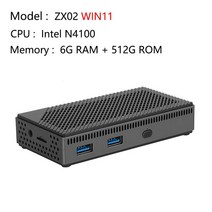소형PC 미니PC 산업용미니PC Win11 Linux ZX02 미니 PC 인텔 N4100 6G 램 128G/256G/512G/IT ROM 포켓 USB3, 03 UK, 03 6G 512G  Win11