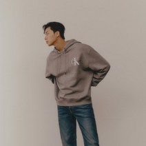 [빠른출고]/캘빈클라인 JEANS [박서준 착용] 남녀공용 그레이 릴렉스핏 스몰 모노그램 로고 기모 후디 J400215 P2D