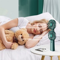 [당일발송] 듀얼팬선풍기 대용량 4000mAh 휴대용선풍기 접이식 탁상용 손풍기 저소음 핸드형 회전, 핑크
