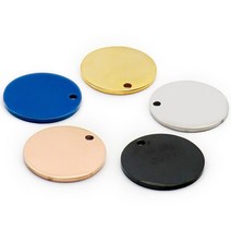강아지 입마개 둥근 개 ID 태그 금속 이름 TagsMirror 광택 강아지 고양이 분실 방지 플레이트에 대한 스테, 01 Mix Colors_03 35MM