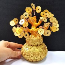 기모아 황금엽전 복주머니 돈나무 금전수 풍수소품 행운목