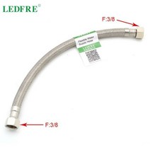ledfre 스테인레스 스틸 꼰 유연한 물 공급 호스 수도꼭지 파이프 커넥터 배관 탭 튜브 욕실 제품 lf 500, 무색 -0.375, 20CM