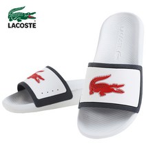 라코스테 남성 크로코 슬라이드 슬리퍼 남자슬리퍼 라코스테신발 흰검빨