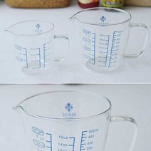 유리계량컵(마시피렌체)-블루컬러프린팅-oz-ml단위, 소