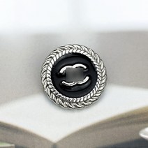 수입 고급 단추 더블C 럭셔리 20mm 메탈 버튼 원피스 가디건 트위드 코트 단추diy, 실버블랙[20mm] + 세 알