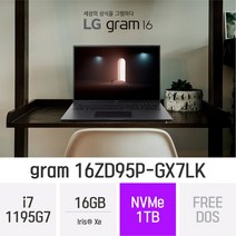[오늘출발] LG 2022 그램16 16ZD95P-GX7LK, FREE DOS, 16GB, 1TB