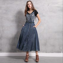 kirahosi 905231 고퀄 자수 나시 데님원피스
