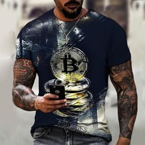 기념주화 비트코인선물 모형소품폭발적인 2022 봄과 여름 새로운 반팔 Bitcoin 3D 인쇄 된 t-셔츠 거리 동, 02 dyp-2281_08 3XL
