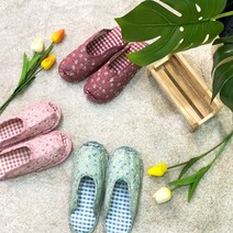 [문화기지] 거실 실내화 집에서 신는 다이소 면 학생 소음방지 가벼운 어린이집 면 슬리퍼, 여성, 분홍도트