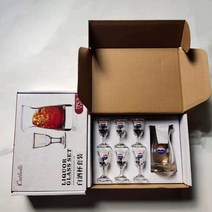 중국 고량주 빼갈 바이주 술 마오타이주 잔 7P 선물 세트, 80ML 포트 컬러 박스 기본개
