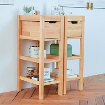 블루밍홈 고무나무 원목 사이드 화장대 보조 수납선반, 내추럴