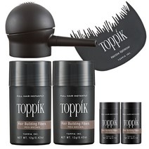 TOPPIK 토픽 흑채 12g 2개 세트 (2개월분) 에어펌프 옵티마이저 포함 3g 2개 증정 색상선택 천연케라틴 증모제, 중간갈색 12g