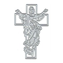 다이컷 틀 스텐실 예수 십자가 인사 카드 스크랩북 종이 절단 금속 나이프 금형 수동 펀치 수공예 다이, 은 - 70X111mm