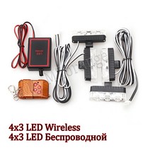 4x3 Led 무선 원격 구급차 경찰 조명 12V FSO 스트로브 경고 자동차 비상 플래시 스트로보 스코프 액세서리, [01] wireless 4x3 LED, [03] All White