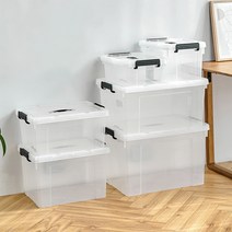 투명 장난감 정리함 옷 수납 대형 플라스틱 리빙박스 대용량, 15L, 투명(화이트)