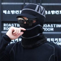 남성용 겨울 플러시 발라클라바 안감 니트 모자 지퍼가 달린 두껍고 따뜻한 바이저 비니 얼굴 귀 마스크 넥워머, [01] 56-58cm, [07] visor 02