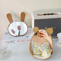 월드온 캐릭터거울 애니멀거울 동물거울 탁상거울 화장거울 원목거울 장식용 인테리어 거울 미러, 곰