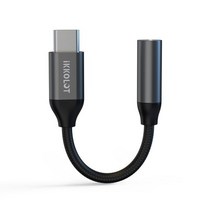 꼬다리dac 고음질 3.5mm IKKO HIFI DAC 이어폰 증폭기 USB 유형 C 3.5mm AUX 헤드폰 잭 오디오 어댑터 변환, 검은색