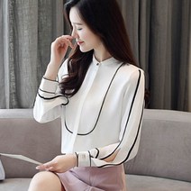 가바바 여성 블라우스 깔끔한 블랙앤화이트 긴팔블라우스 G42283