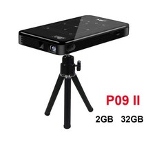 휴대용 빔프로젝터 DLP P09 II 미니 프로젝터 스크린 안드로이드 9.0 4K 와이파이 블루투스 비머 홈 시네마 비디오 4000MA, Black 2GB 32GB_영국 플러그