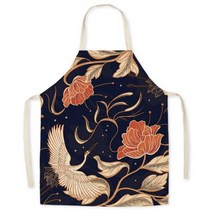 일본 우키요-e 리넨 앞치마 후지 가정용 주방 그리스 및 얼룩 방지 요리 허리 민소매 블라우스, 38x47cm, style 5, style 5_38x47cm