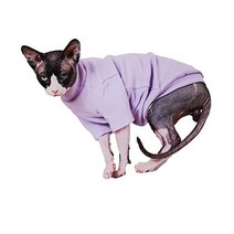 QYJGIEE 905623 Sphynx 고양이 옷 가을 단색 메시 와플 티셔츠 신축성 통기성 풀오버 하이 칼라 새끼 셔츠 고양이용 반려동물 L3.85.3kg 아미 그린, M (6-7.7lbs), 퍼플.