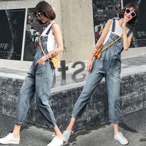 데일리 여성 캐주얼 멜빵 데님 핫템 점프 수트 팬츠 연청 포켓 롤업 청바지 여행 야외 캠핑 차박 피크닉 룩 통 넓은 큰 루즈 오버 가볍고 편안한 베이직 핏 여자 기본 사계절 하의