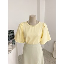 허니제이 / 마뉴 레이온 보카시 날개소매 반팔 블라우스(3color)
